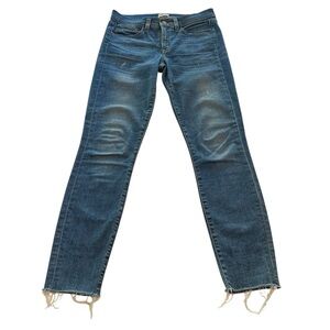 J. Crew Toothpick Denim Blue Jeans Distressed Raw Hem Women’s Size 28